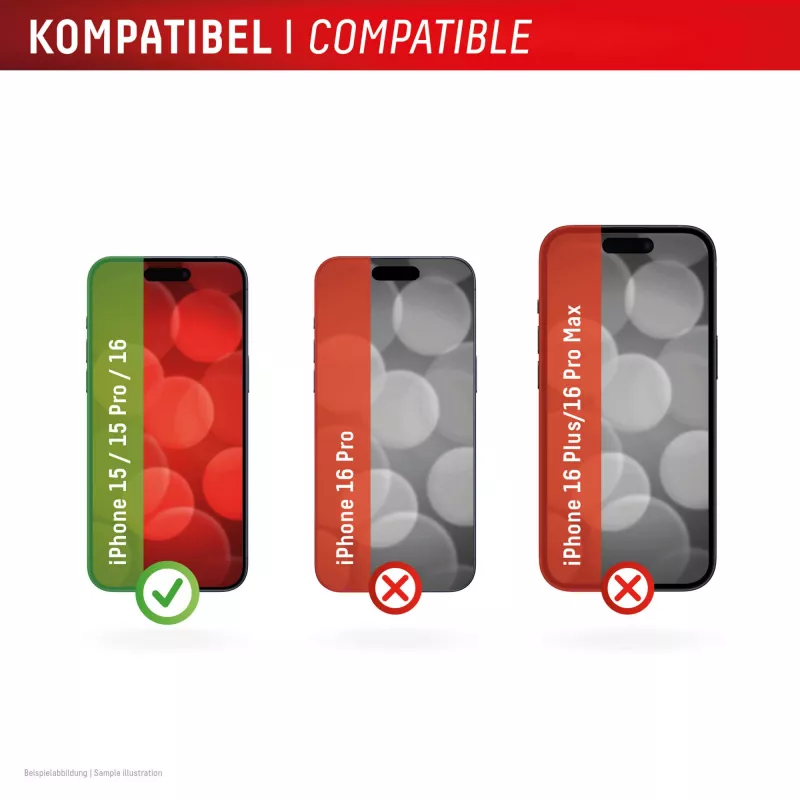 Displex apsauginis stiklas (10H) Apple iPhone 15/15 Pro/16, Eco montavimo rėmelis, atsparus įbrėžimams