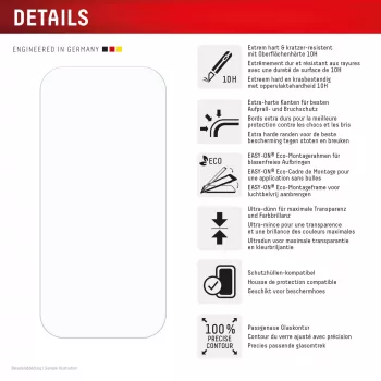 Displex apsauginis stiklas (10H) Apple iPhone 16 Pro, su EASY-ON® Eco montavimo rėmeliu, atsparus įbrėžimams