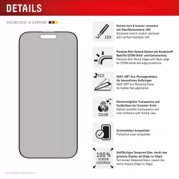 Displex privatumo apsauginis stiklas (10H) Apple iPhone 16 Pro su Eco montavimo rėmeliu