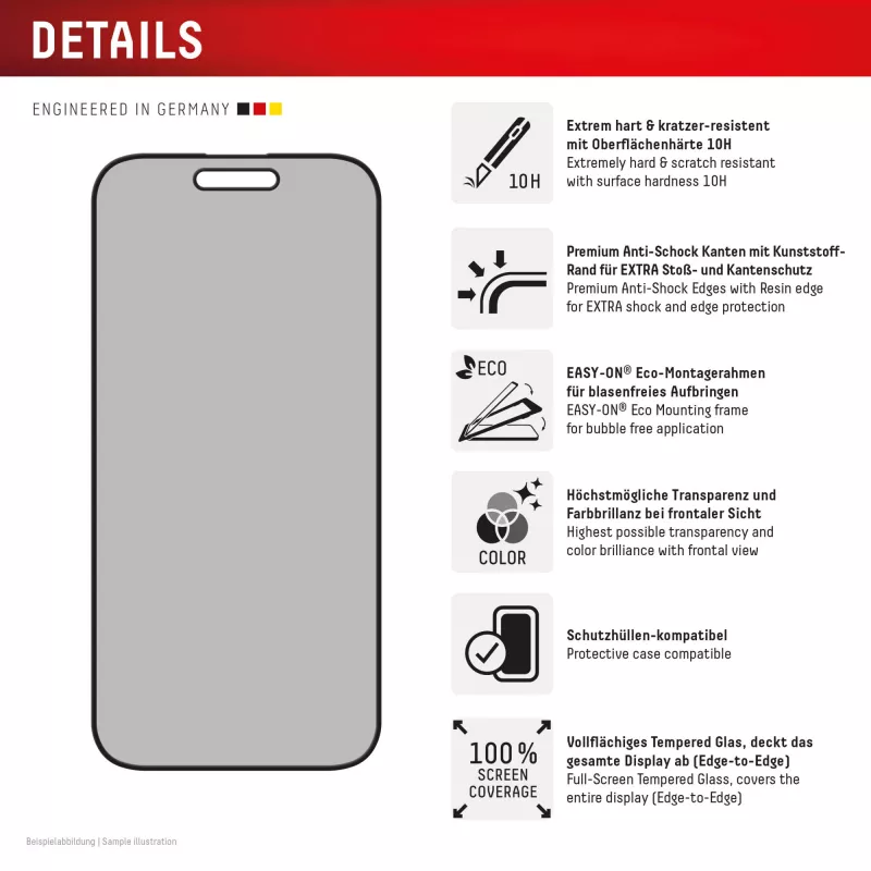 Displex privatumo apsauginis stiklas (10H) Apple iPhone 16 Plus su Eco montavimo rėmeliu