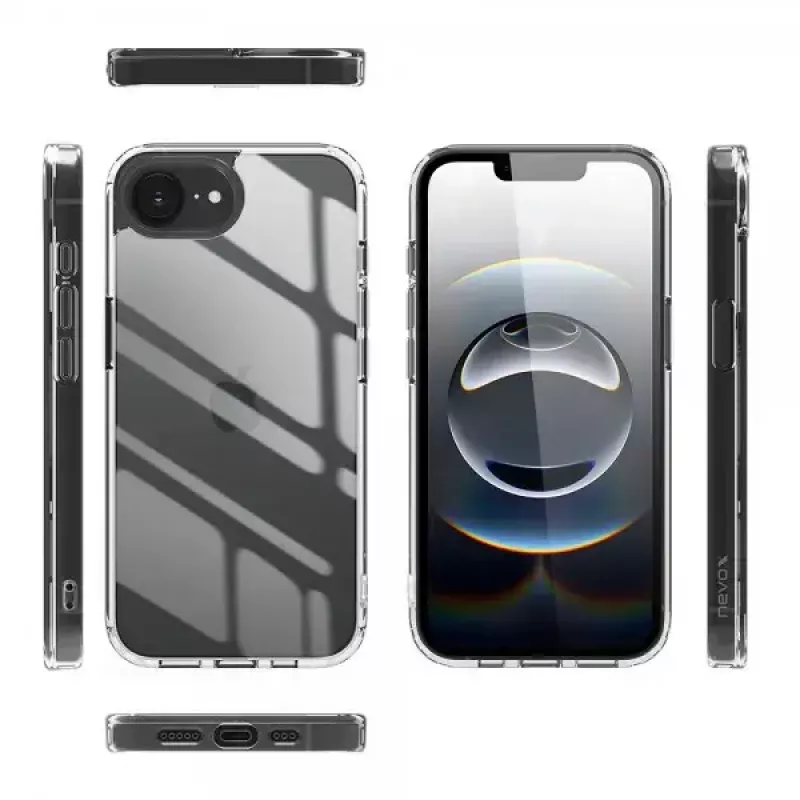 Nevox StyleShell SHOCKFlex 2496 skaidrus dėklas, skirtas iPhone 16e / SE 2025, 15,5 cm (6,1 colio)