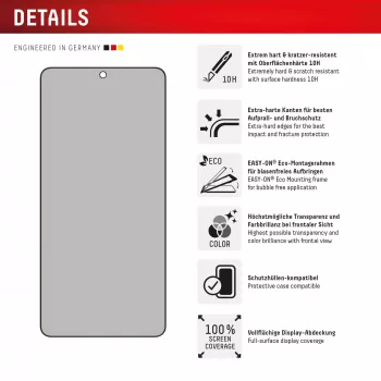 Displex privatumo apsauginis stiklas (10H) Samsung Galaxy S25 Edge su Eco montavimo rėmeliu