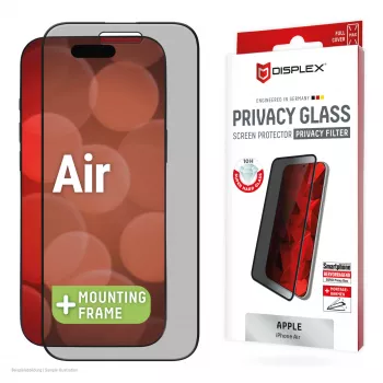 Displex privatumo apsauginis stiklas (10H) Apple iPhone Air su Eco montavimo rėmeliu