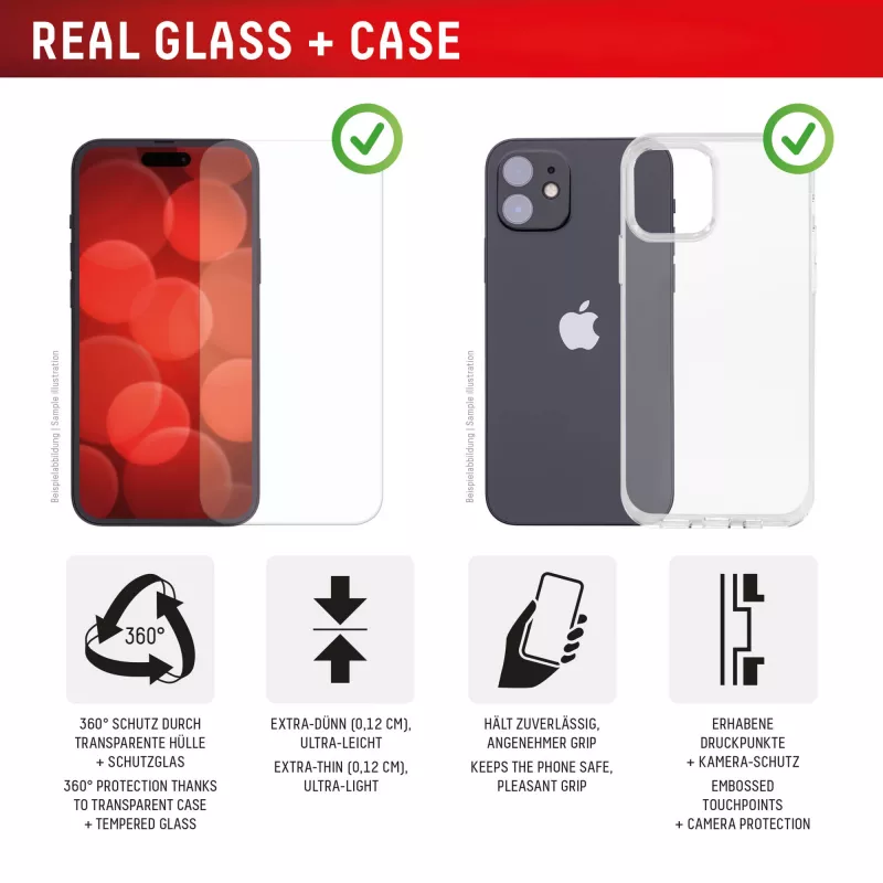 Displex ekrano apsauginis stiklas + dėklas, skirtas Apple iPhone Air, su tvirtinimo rėmeliu, atsparus įbrėžimams