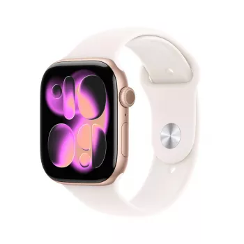 Apple Watch Series 11 GPS + Cellular 46 mm Rožinio aukso aliuminio korpusas su šviesiai rausvu sportiniu dirželiu S/M
