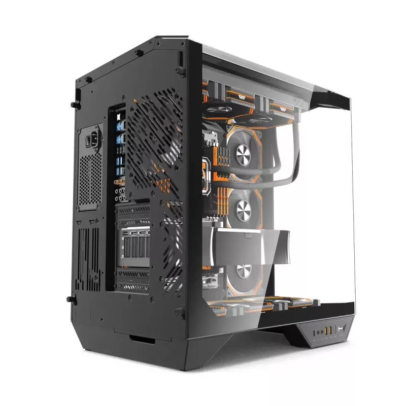 Darkflash DY470 juodas kompiuterio korpusas su 4 ventiliatoriais