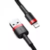 USB-A į Lightning laidas Baseus CALKLF-C19 2 m — aliuminio korpusas, 1,5 A, juodai raudonas