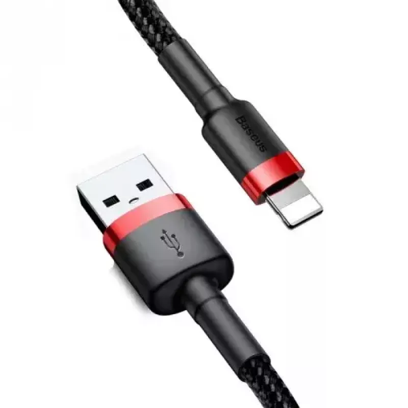 USB-A į Lightning laidas Baseus CALKLF-C19 2 m — aliuminio korpusas, 1,5 A, juodai raudonas