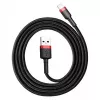 USB-A į Lightning laidas Baseus CALKLF-C19 2 m — aliuminio korpusas, 1,5 A, juodai raudonas