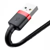 USB-A į Lightning laidas Baseus CALKLF-C19 2 m — aliuminio korpusas, 1,5 A, juodai raudonas