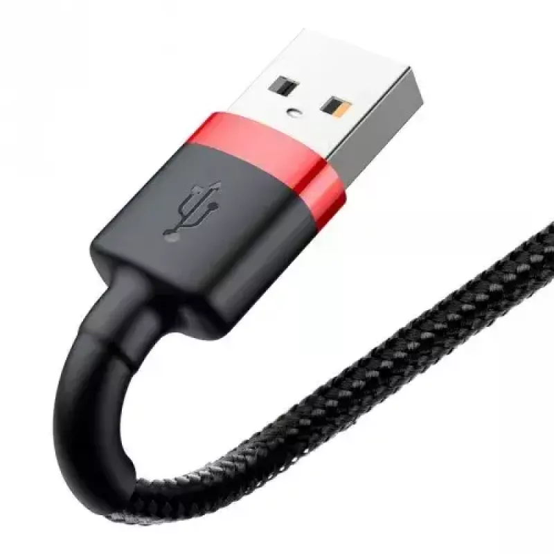 USB-A į Lightning laidas Baseus CALKLF-C19 2 m — aliuminio korpusas, 1,5 A, juodai raudonas