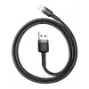 USB A į Lightning laidas Baseus Cafule (CALKLF-CG1) — nailoninis pintas, QC3.0 1,5A, 2 m, pilkas/juodas