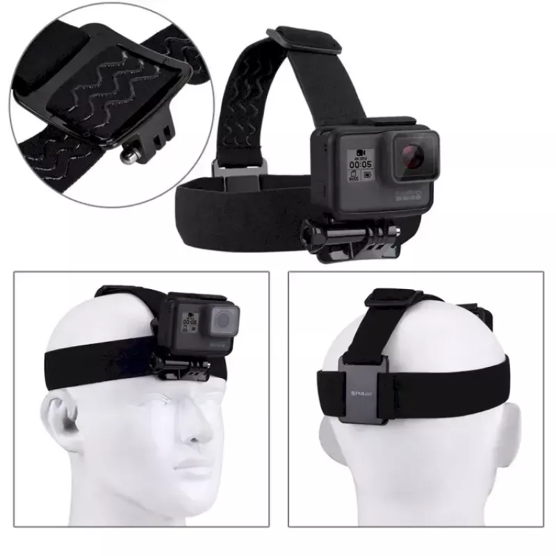 Puluz universalus laikiklis ant galvos ar šalmo veiksmo kameroms, tinka GoPro HERO9 rėmeliams ir korpusams