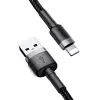 Baseus CALKLF-AG1 Nyloninis duomenų ir įkrovimo laidas USB-C QC3.0 2.4A į Lightning 0,5 m juoda, pilka