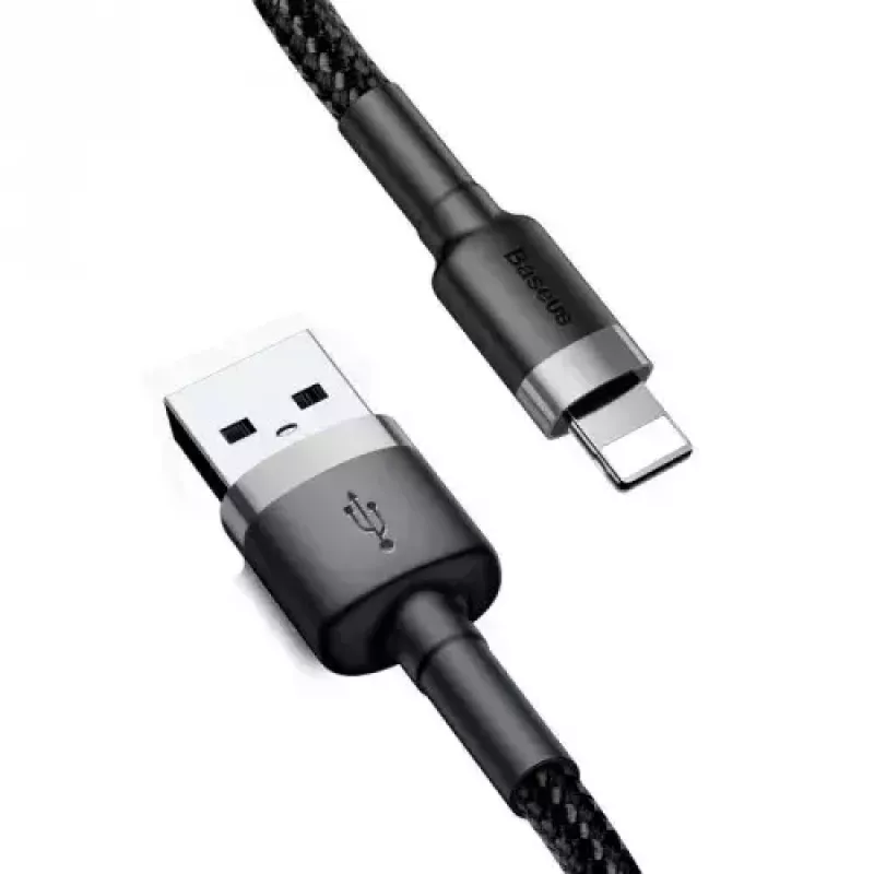 Baseus CALKLF-AG1 Nyloninis duomenų ir įkrovimo laidas USB-C QC3.0 2.4A į Lightning 0,5 m juoda, pilka