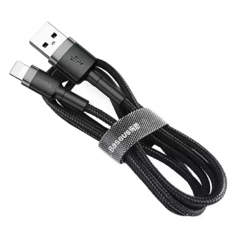 Baseus CALKLF-AG1 Nyloninis duomenų ir įkrovimo laidas USB-C QC3.0 2.4A į Lightning 0,5 m juoda, pilka