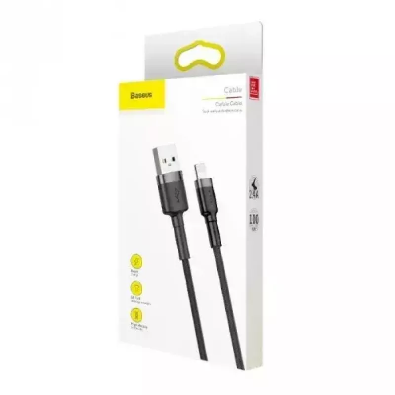 Baseus CALKLF-AG1 Nyloninis duomenų ir įkrovimo laidas USB-C QC3.0 2.4A į Lightning 0,5 m juoda, pilka