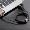 Baseus CALKLF-AG1 Nyloninis duomenų ir įkrovimo laidas USB-C QC3.0 2.4A į Lightning 0,5 m juoda, pilka