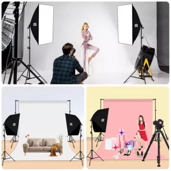 Softbox Puluz PU5070EU 50x70 cm su LED lempute 30W 5700K ir stovu