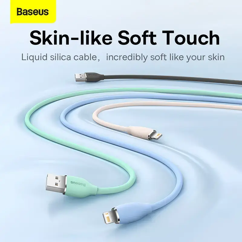 USB 2.0 duomenų kabelis Baseus Jelly Lightning į USB-A 1,2 m, juodas