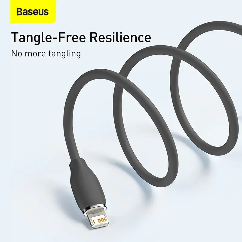 USB 2.0 duomenų kabelis Baseus Jelly Lightning į USB-A 1,2 m, juodas