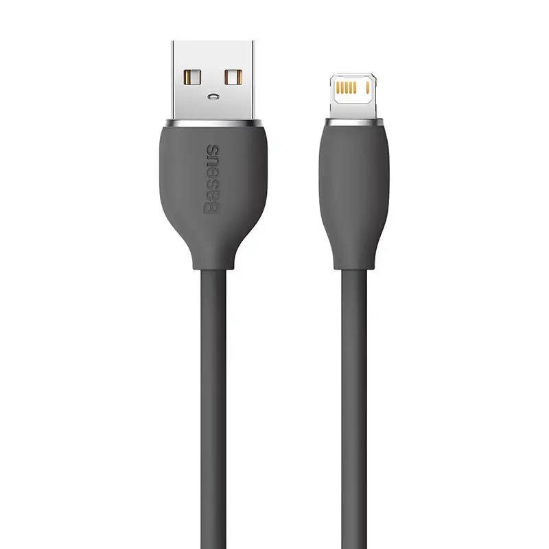 USB 2.0 duomenų kabelis Baseus Jelly Lightning į USB-A 1,2 m, juodas