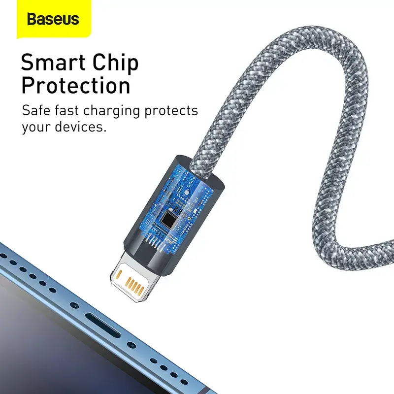 Baseus Dynamic 2m pilka Lightning į USB A laidas