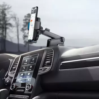 Automobilinis telefono laikiklis Joyroom JR-OK3 su ištraukiama rankena, tvirtinimui prie prietaisų skydelio ar lango, juodas, 0,18 kg