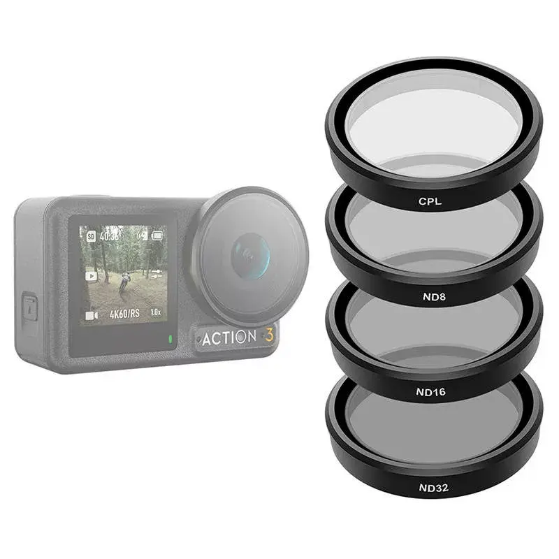 Telesin filtrų rinkinys, skirtas DJI Osmo Action 3/4/5 — CPL, ND8, ND16, ND32 (4 vnt.)