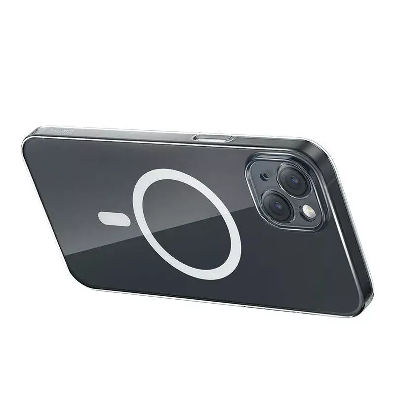 Dėklas Baseus Magnetic Crystal Clear iPhone 13, permatomas, su grūdinto stiklo ekrano apsauga