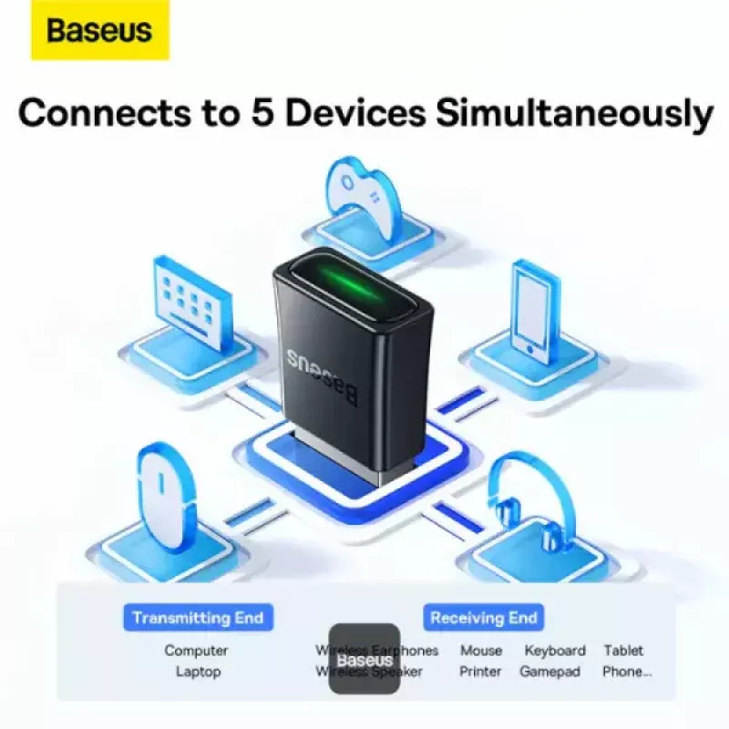Baseus BA07 Mini Bluetooth adapteris PC, USB 5.3 belaidis Bluetooth imtuvas - juodas