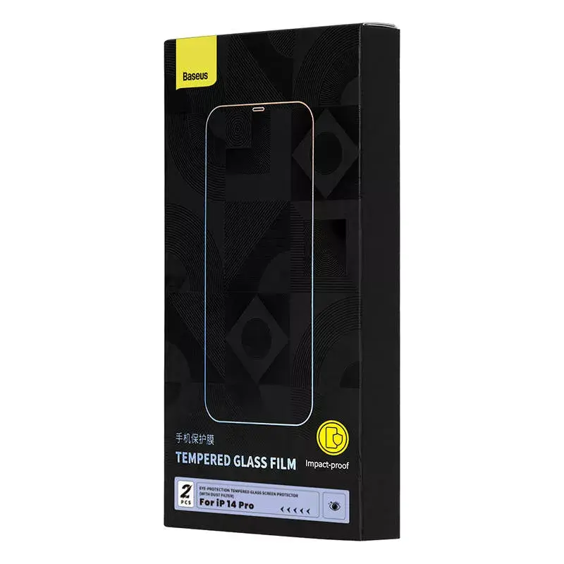 Apsauginis stiklas Baseus Tempered Glass Crystal Series iPhone 14 Pro su privatumo filtru