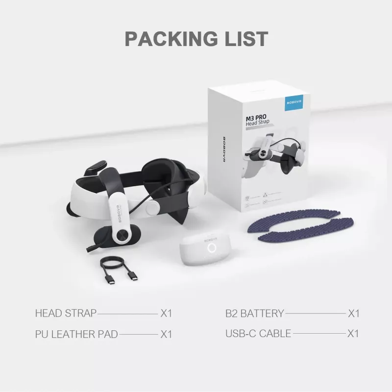 Galvos dirželis su baterijų paketu BOBOVR M3 Pro, skirtas Oculus Quest 3