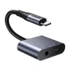 2-in-1 garso adapteris Joyroom SY-L01 Lightning į 3,5 mm + Lightning, juodas