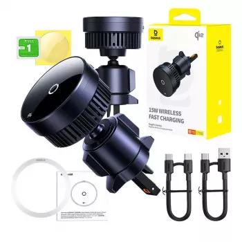 Automobilinis laikiklis Baseus MagPro C40164100121-01 15W Qi2.0 Juodas – belaidis magnetinis įkroviklis Qi2.0 telefonams