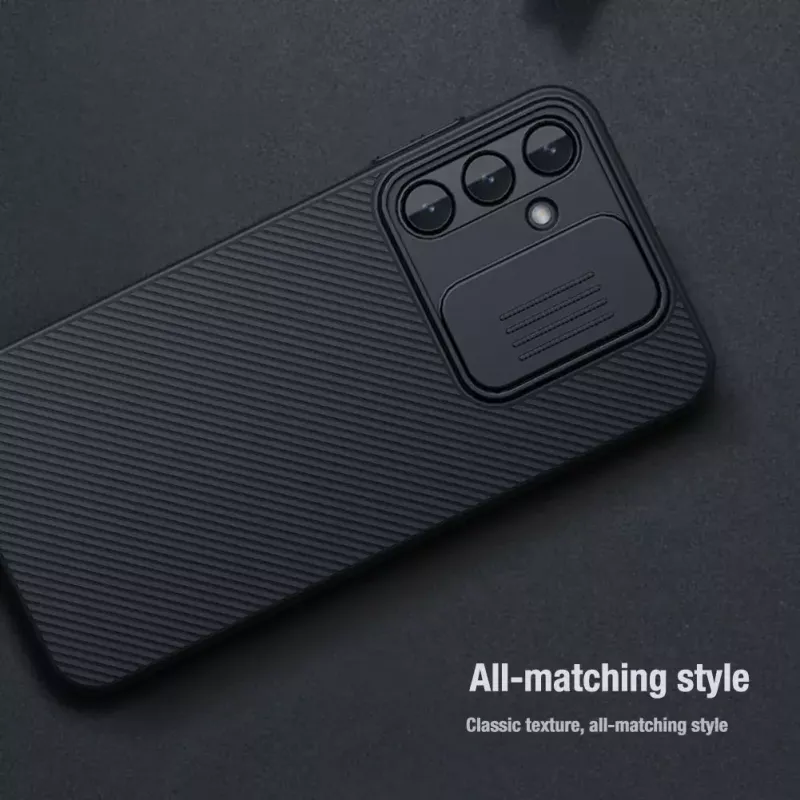 Apsauginis kietas dėklas Nillkin CamShield, skirtas Samsung Galaxy A15 5G — juodas