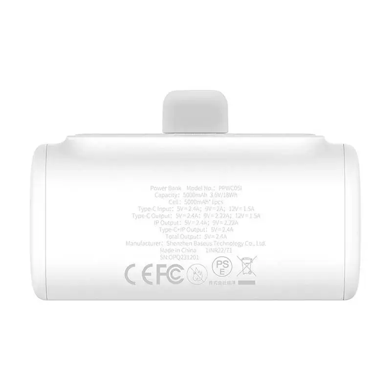 Powerbank Baseus Compact IP 5000 mAh 20 W (baltas)