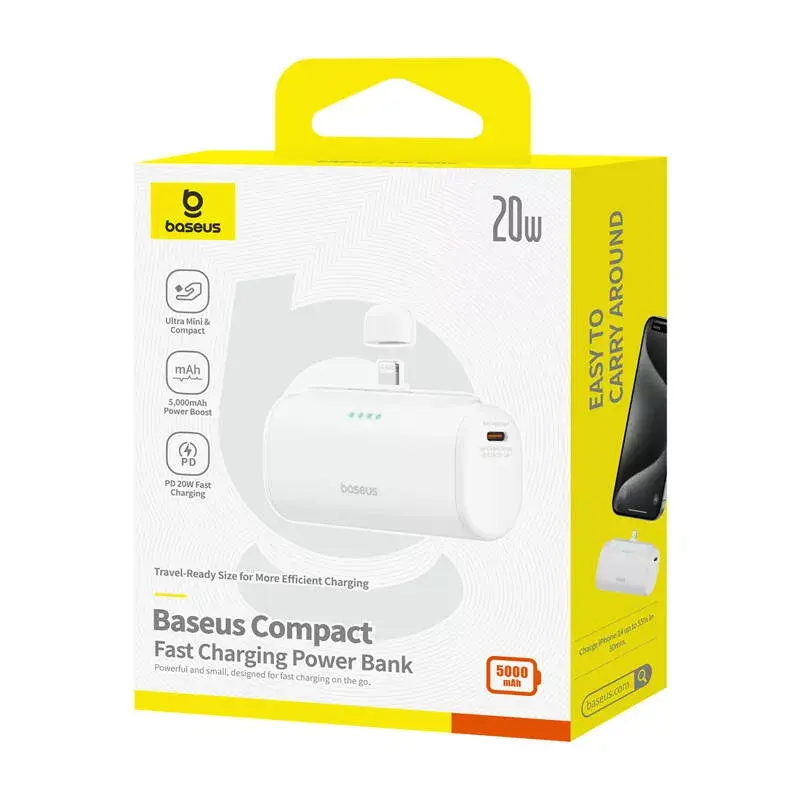 Powerbank Baseus Compact IP 5000 mAh 20 W (baltas)