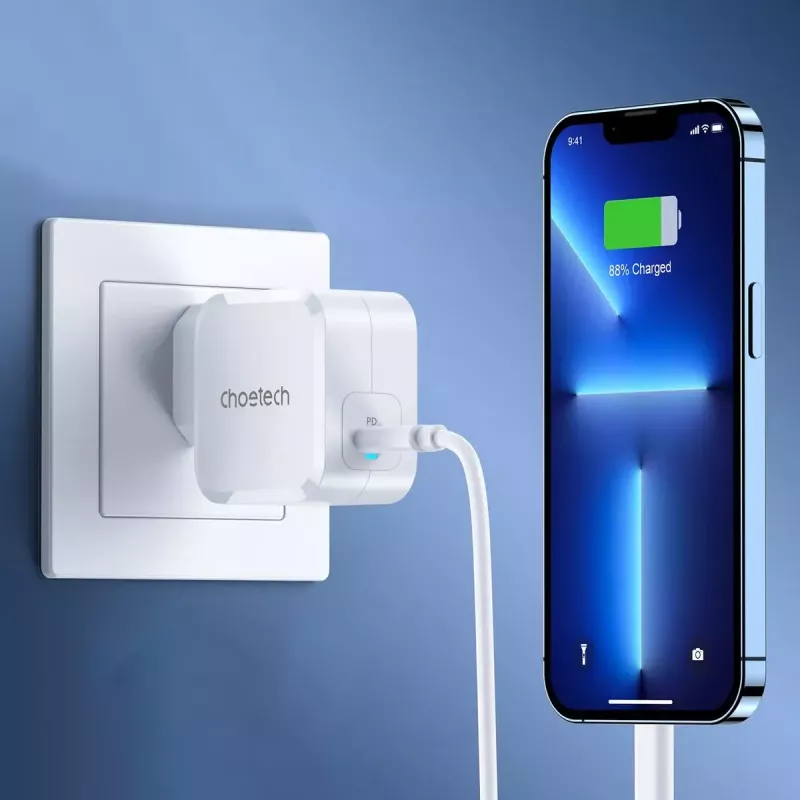 USB-C greitasis įkroviklis CHOETECH PD8007 45W Baltas