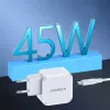USB-C greitasis įkroviklis CHOETECH PD8007 45W Baltas