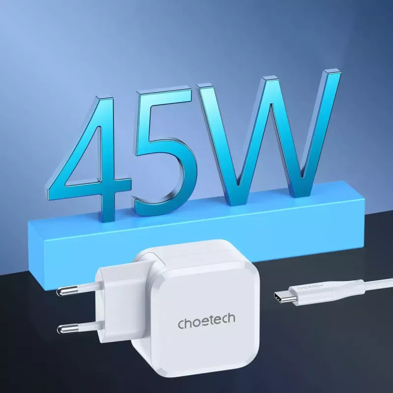 USB-C greitasis įkroviklis CHOETECH PD8007 45W Baltas