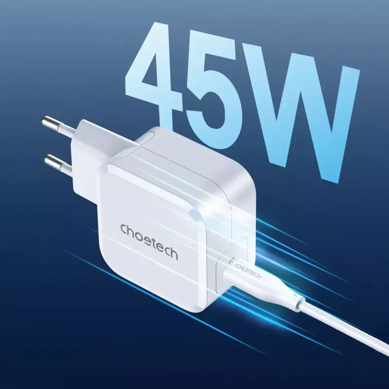 USB-C greitasis įkroviklis CHOETECH PD8007 45W Baltas