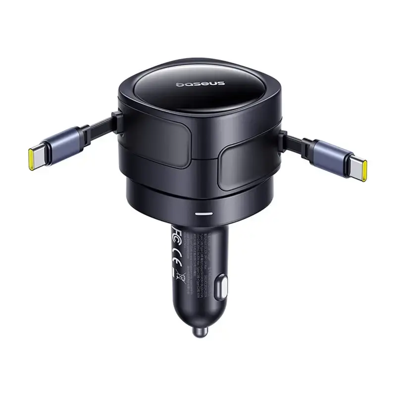 Automobilinis kroviklis Baseus Enjoyment Max 60W su integruotais USB-C kabeliais, 60W galia