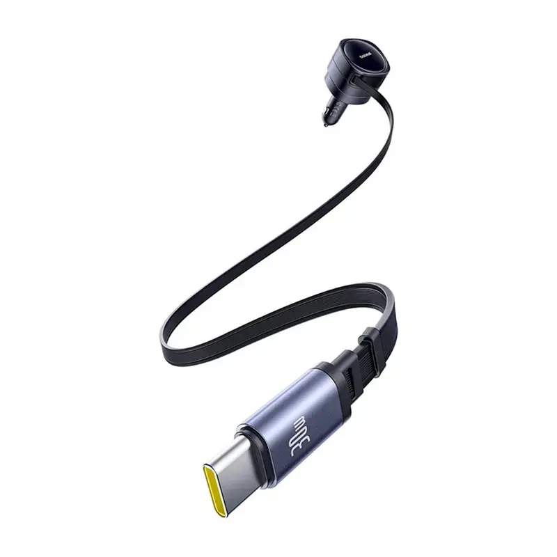 Automobilinis kroviklis Baseus Enjoyment Max 60W su integruotais USB-C kabeliais, 60W galia