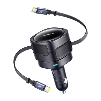 Automobilinis kroviklis Baseus Enjoyment Max 60W su integruotais USB-C kabeliais, 60W galia