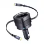 Automobilinis kroviklis Baseus Enjoyment Max 60W su integruotais USB-C kabeliais, 60W galia