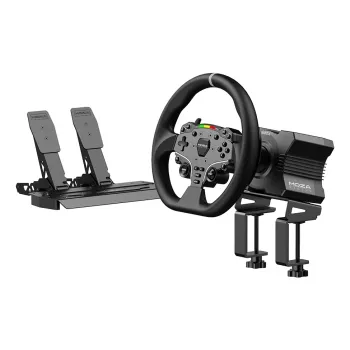 Moza Racing R5 rinkinys, vairas + pedalai, PC, laidinis, juodas, aliuminis, oda, plienas, aliuminis, oda