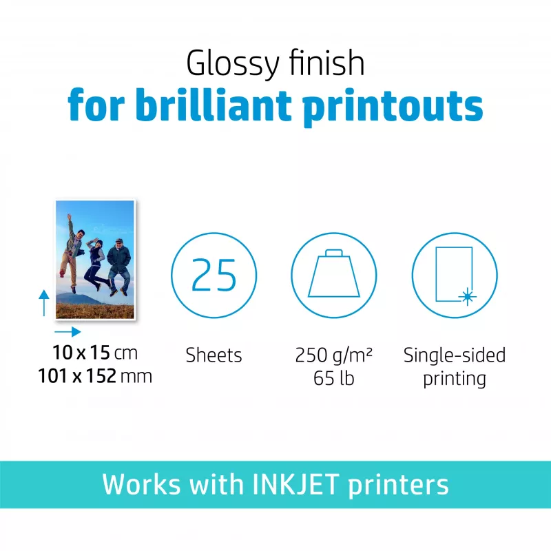 HP Advanced Photo Paper Glossy 250 g/m² 10 x 15 cm (101 x 152 mm) 25 lapų