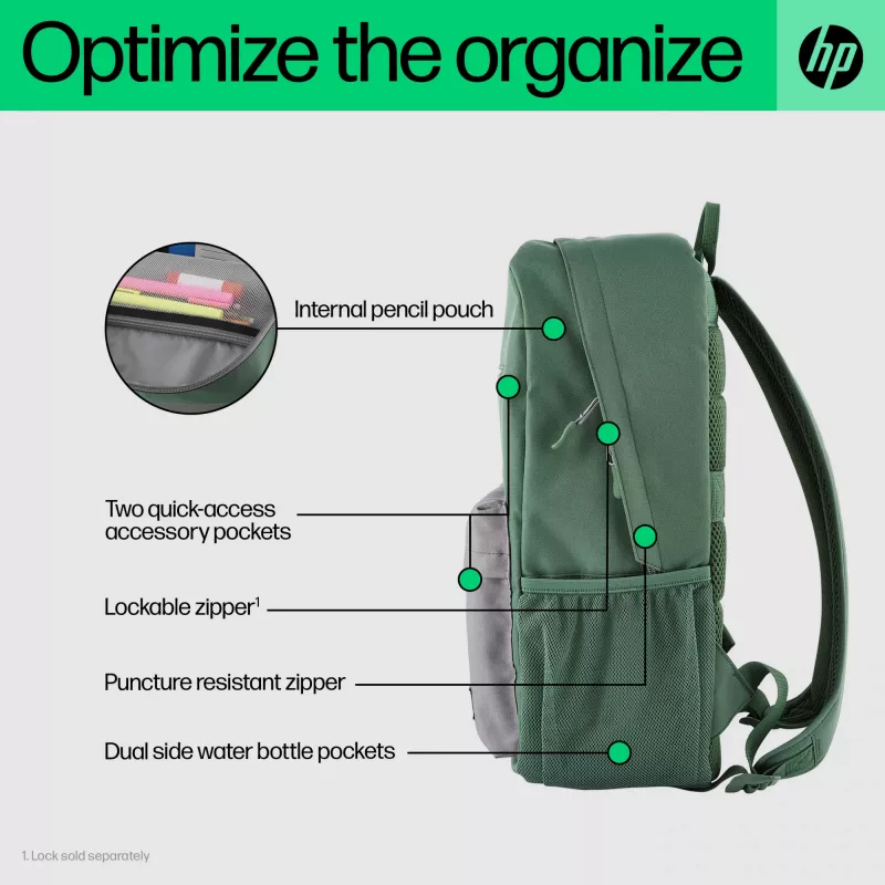 Kuprinė HP Campus Green Backpack žalia pilka poliesteris