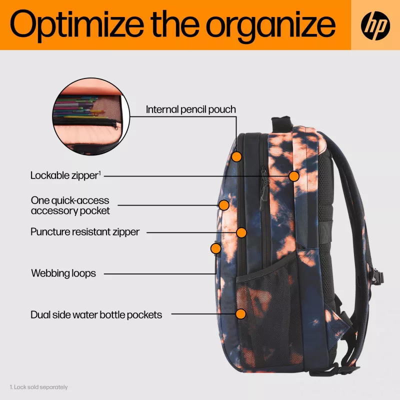 Kuprinė HP Campus XL Tie Dye Backpack juoda raštu